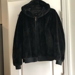 Lane Bryant Black Fur Bomber Jacket